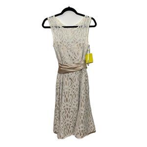 Dessy Collection -- NWT Vivian Diamond Lace Dress with Beige Underlay Size 14